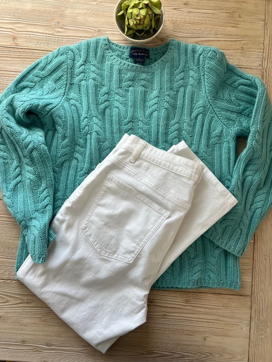 Charter Club Sweaters - Aqua Cashmere Cable Knit Sweater – Coastal Spring Layer | Size M